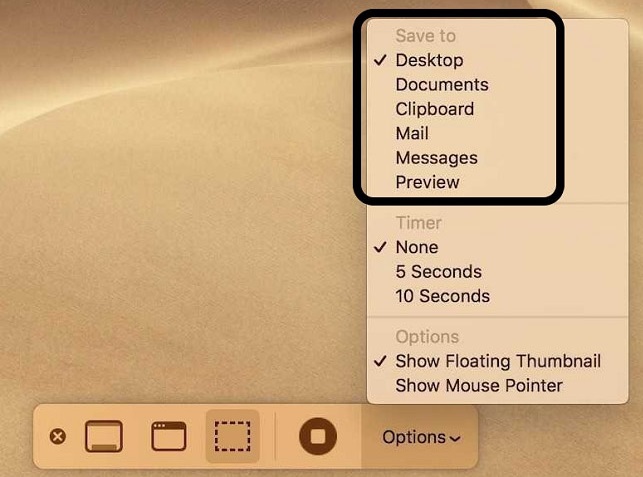 change the default saving location of the screenshots and screen recordings Mac