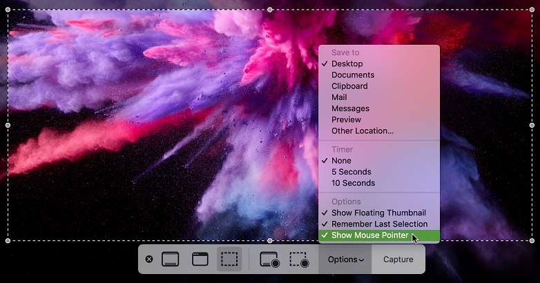 enable a mouse pointer while screen recording in Mac