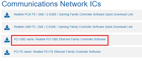 Realtek PCI GBE Ethernet Family Controller Software