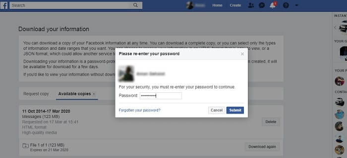 enter your account password in desktop mode