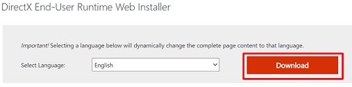 web installer to download DirectX