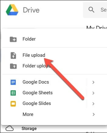 File Upload in google drive