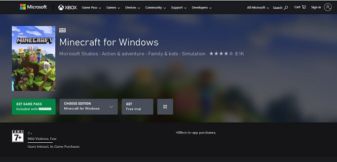 Minecraft for windows free trial