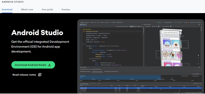 official website and download Android studio for Linux