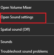 Open sound settings