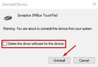 delete the driver software