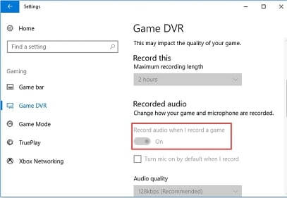 switch to the Game DVR menu and turn off Record Audio