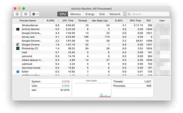 CPU section and look for apps that use more than 80% of the processor. (1)