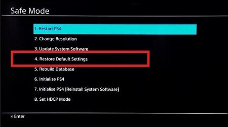 Restore to Default Settings of ps4