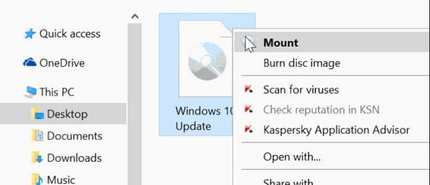 Select Mount from the context menu