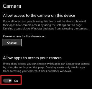 allow apps to access camera