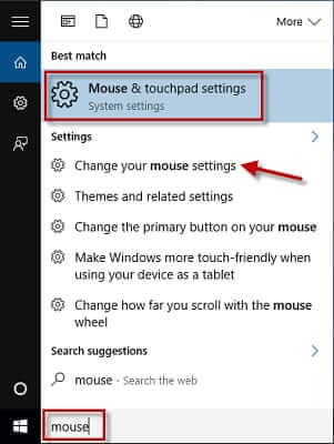 mouse and touchpad setting