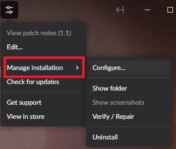 Choose to Manage Installation
