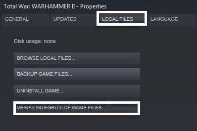 Click on Local Files and select the VERIFY INTEGRITY OF GAME FILES option