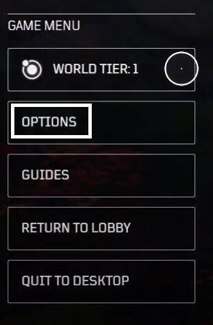 In the game settings click on Options