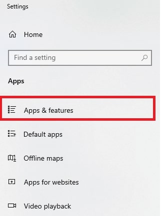 choose Apps & Features