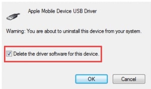 Choose Delete the driver software for this device and click OK. 