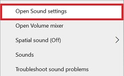 Open sound settings