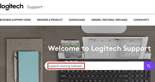 Logitech Gaming Software in the on-screen box