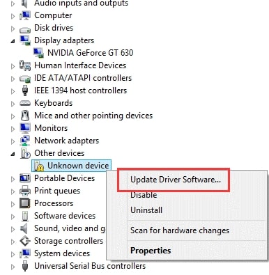 You have to right-click on the unknown device and then click on Update driver