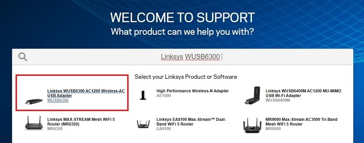 Click on Linksys WUSB6300 AC1200 Wireless-AC USB Adapter